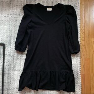Nation LTD Black Cotton VNeck Drop Waist Dress Medium